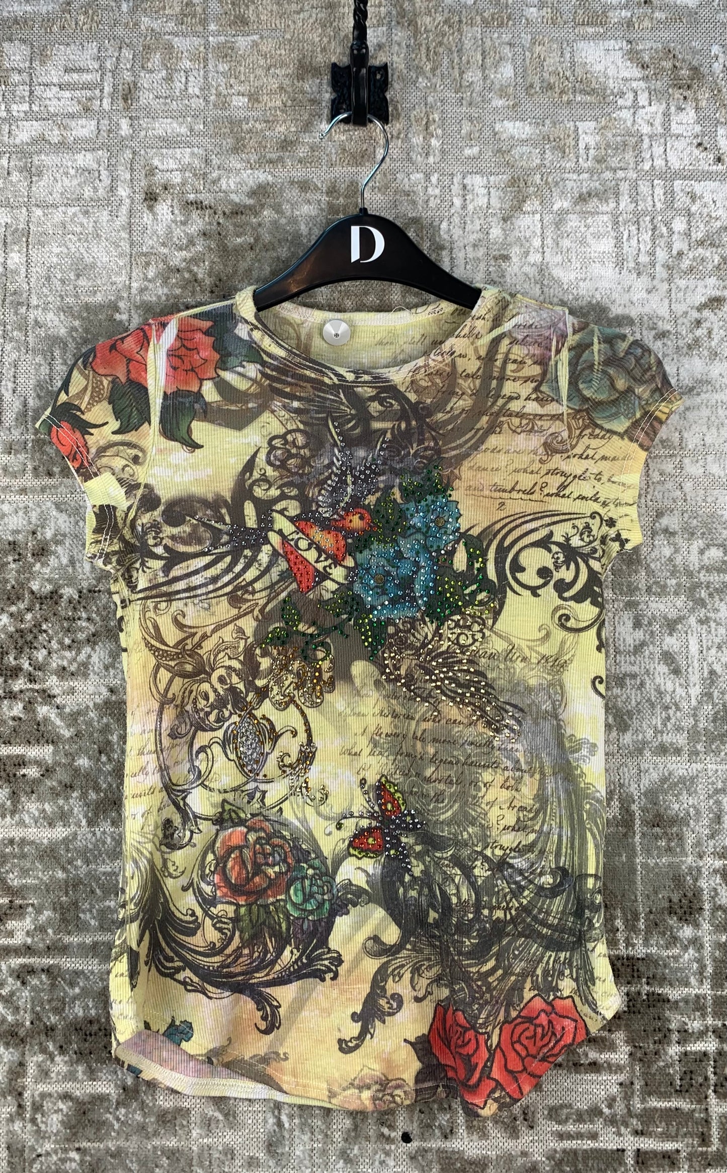 Womens Y2K Beaded T Shirt