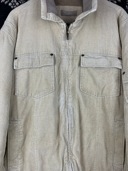 Mens Vinatege Function And Comfort Corduroy Beige Jacket