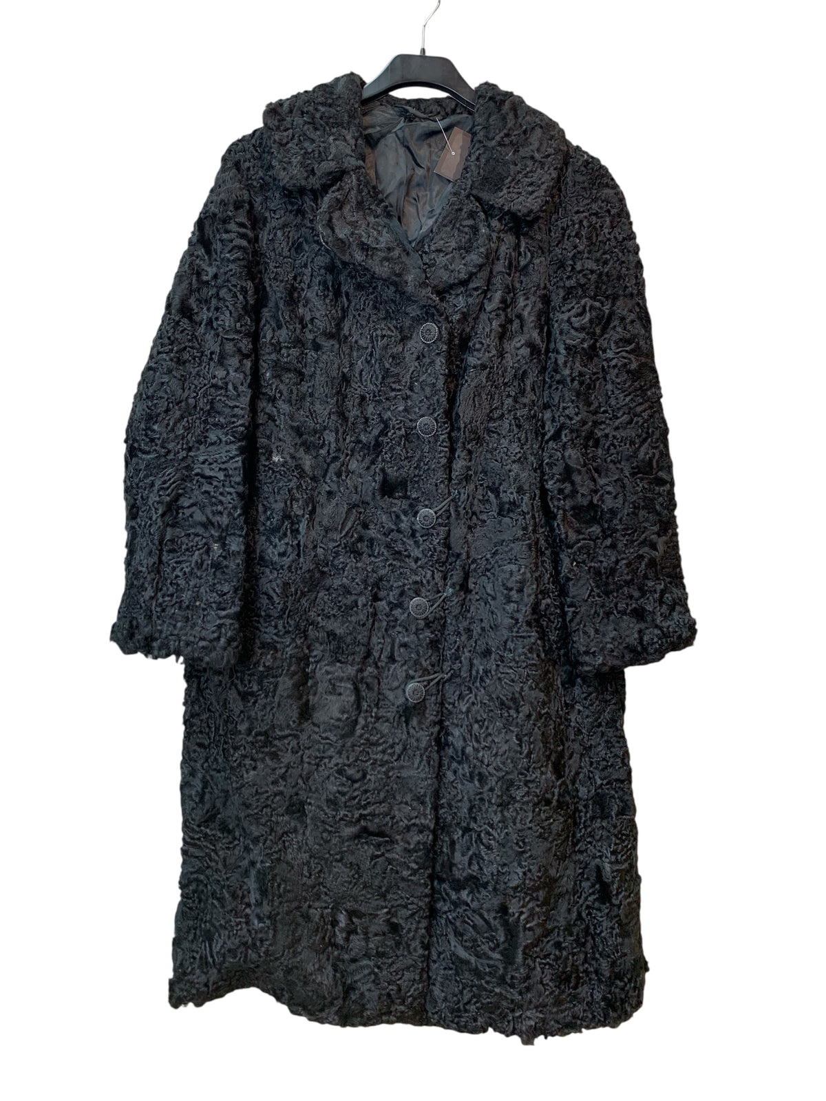 Vintage Black Persian Lamb Fur Longline Coat