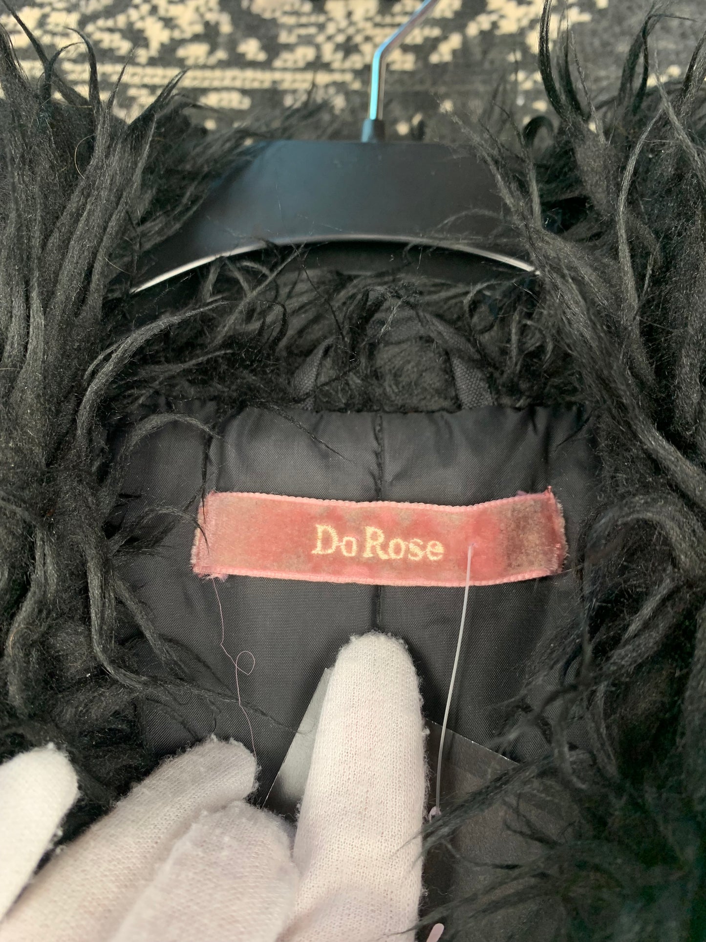 Women's Y2K Style Black Coat with Faux Fur Trim