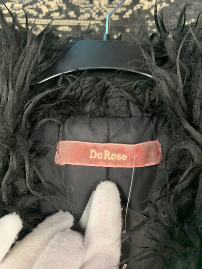 Women's Y2K Style Black Coat with Faux Fur Trim