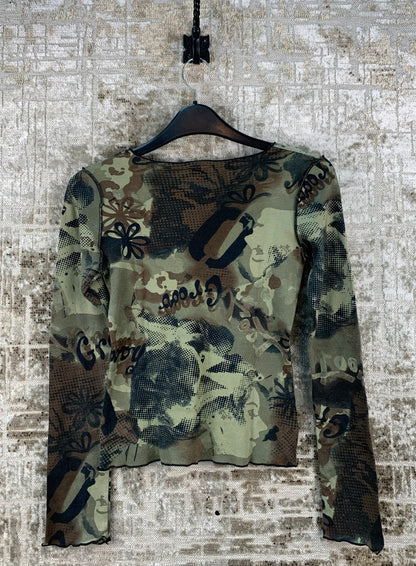 Womens Y2K Jennyfer Green Long Sleeve Top