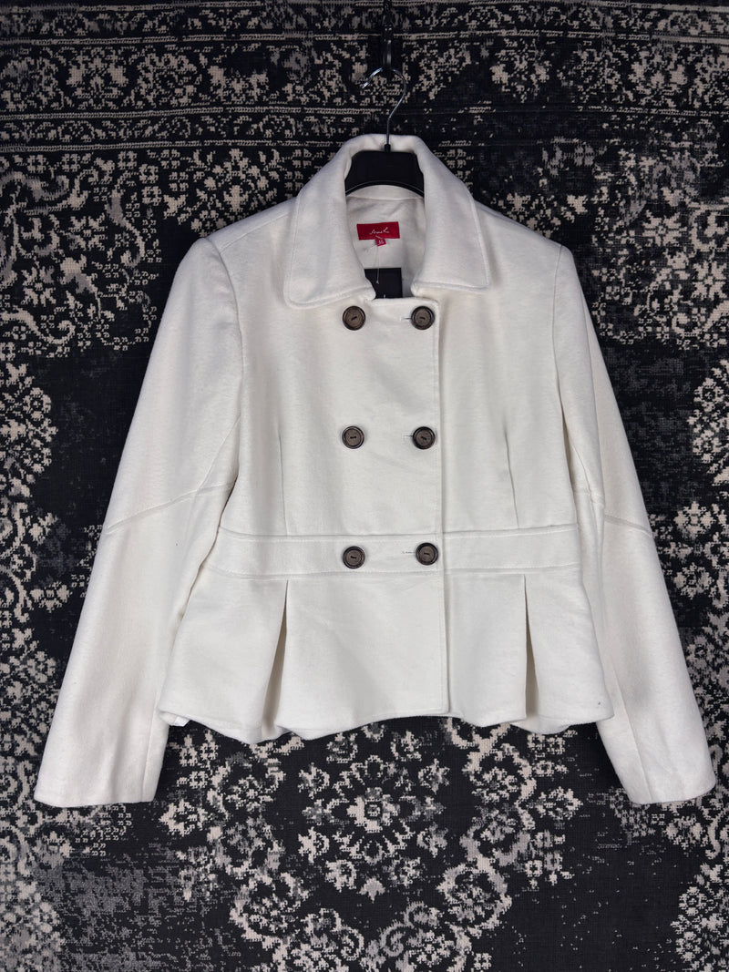 Women's Vintage White Double-Breasted Warm Peacoat Jacket