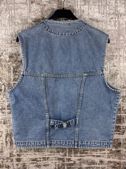 Mens Vintage Blue Denim Zip Vest
