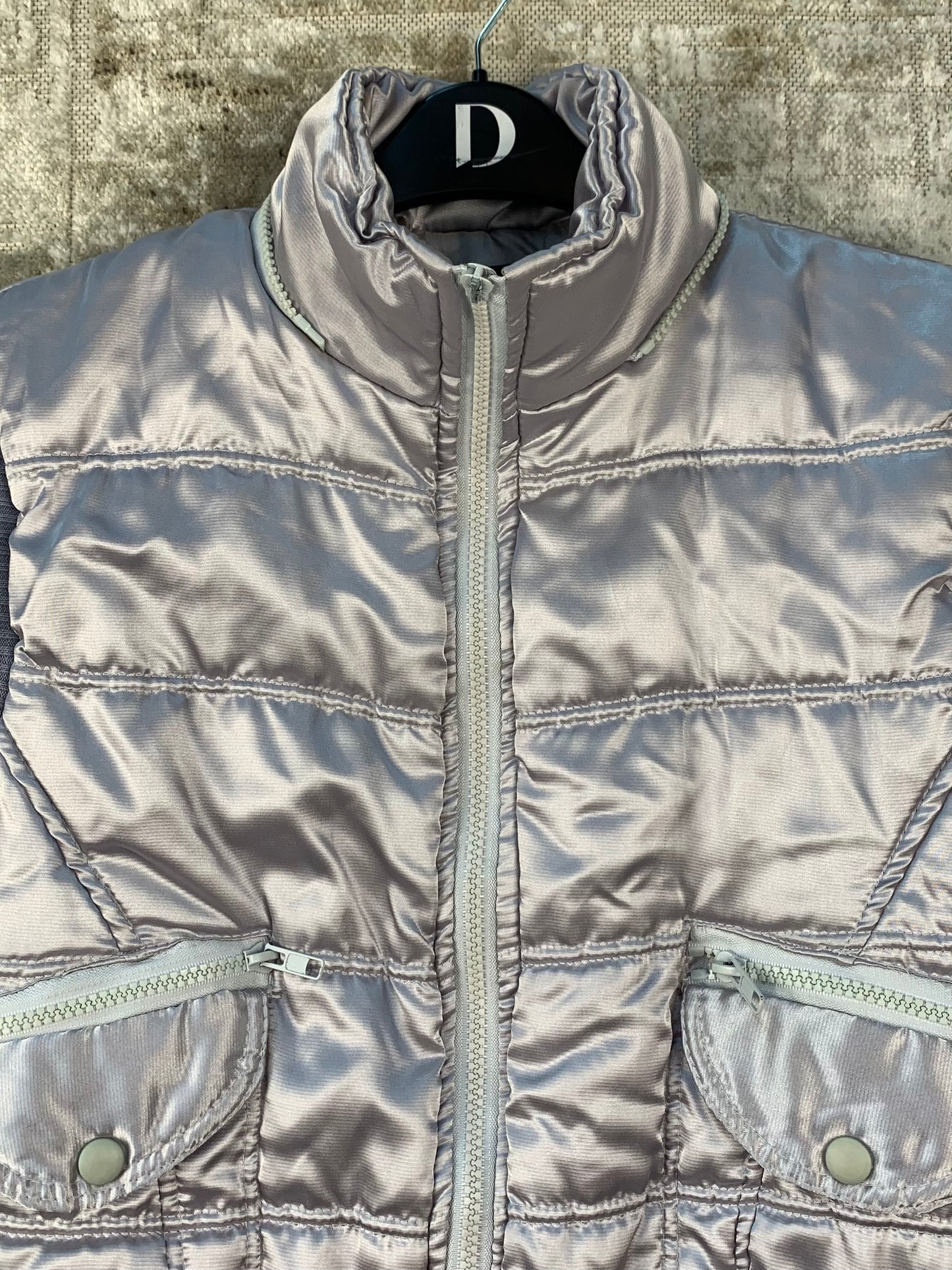 Womens Y2K Metallic Puffer Vest