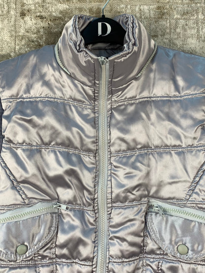 Womens Y2K Metallic Puffer Vest