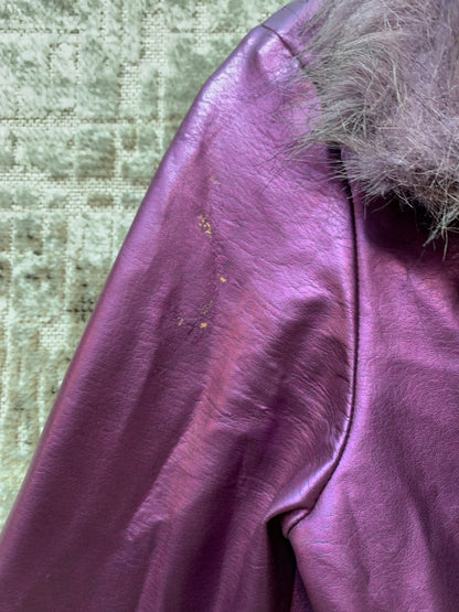 Morgan de Toi Y2K Metallic Faux Fur Collar Jacket