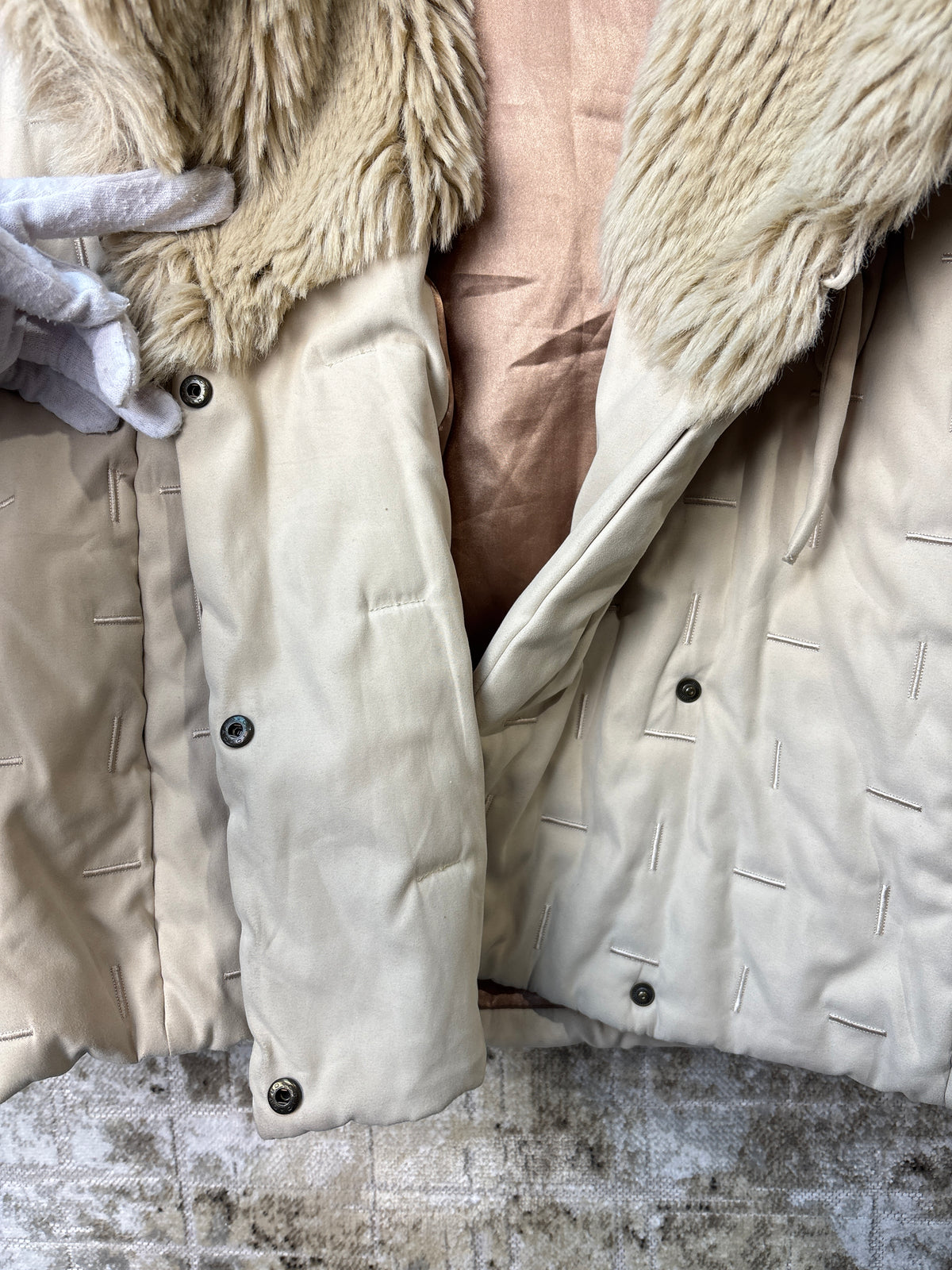 Derhy Faux Fur Trimmed Embroidered Coat
