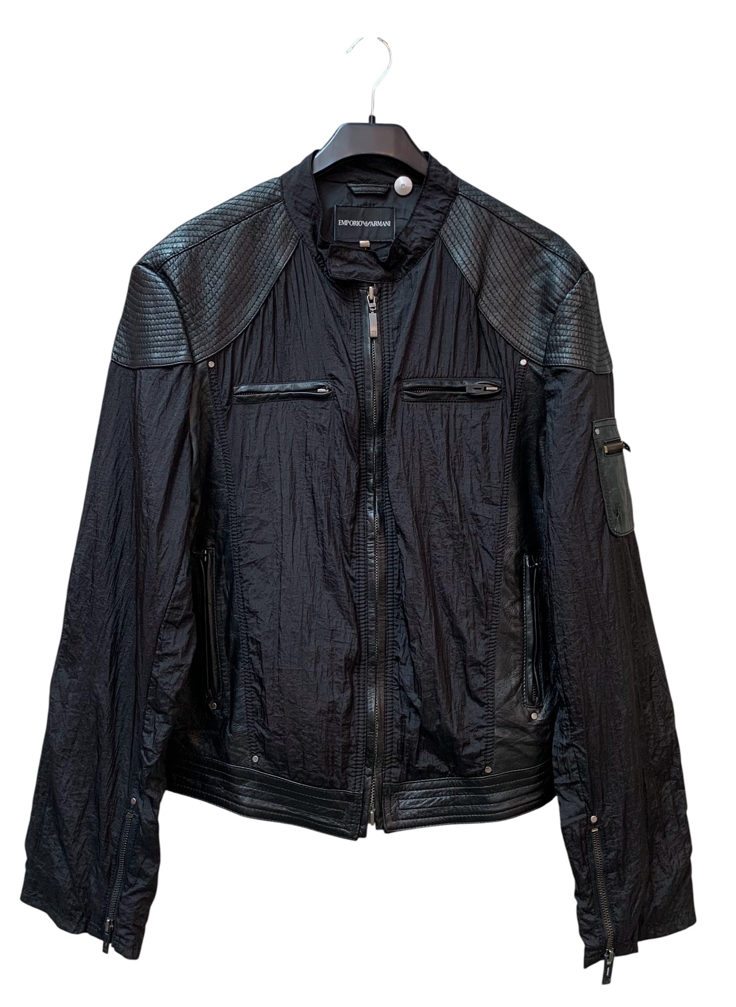 Emporio Armani Leather-Trim Biker Jacket