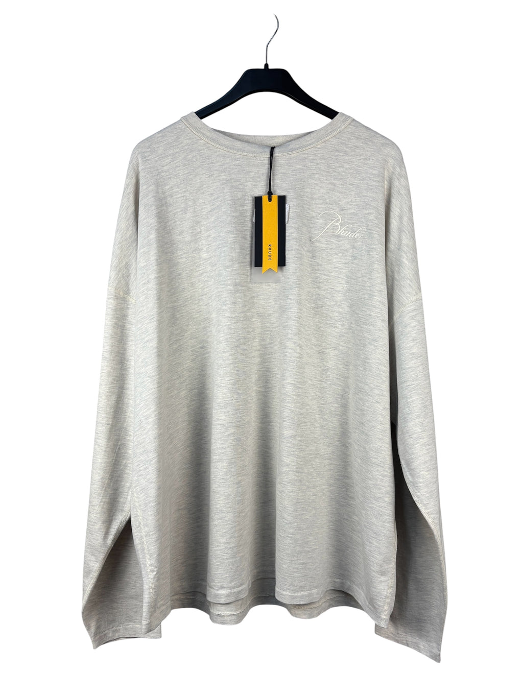Rhude Men's Gray Embroidered Logo Long Sleeve T Shirt