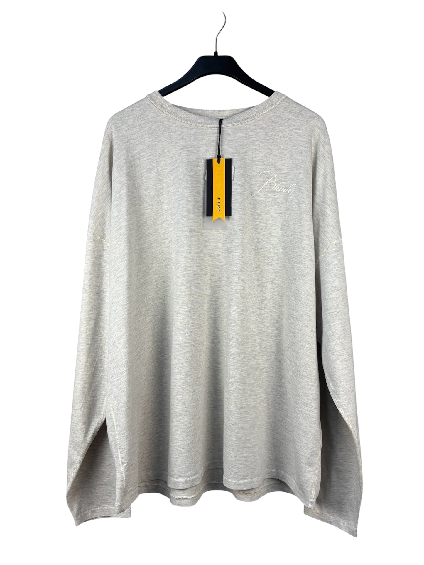Rhude Men's Gray Embroidered Logo Long Sleeve T Shirt