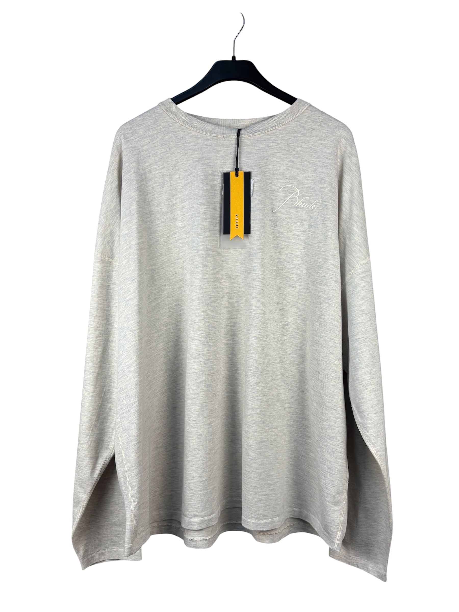 Rhude Men's Gray Embroidered Logo Long Sleeve T Shirt