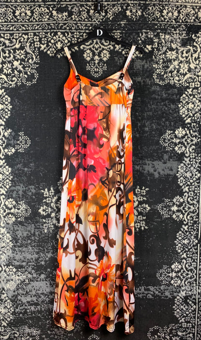 Women's Y2K Abstract Floral Print Maxi Dress