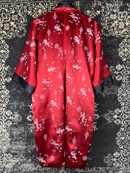 Vintage Women's Long Chinese Style Satin Kimono