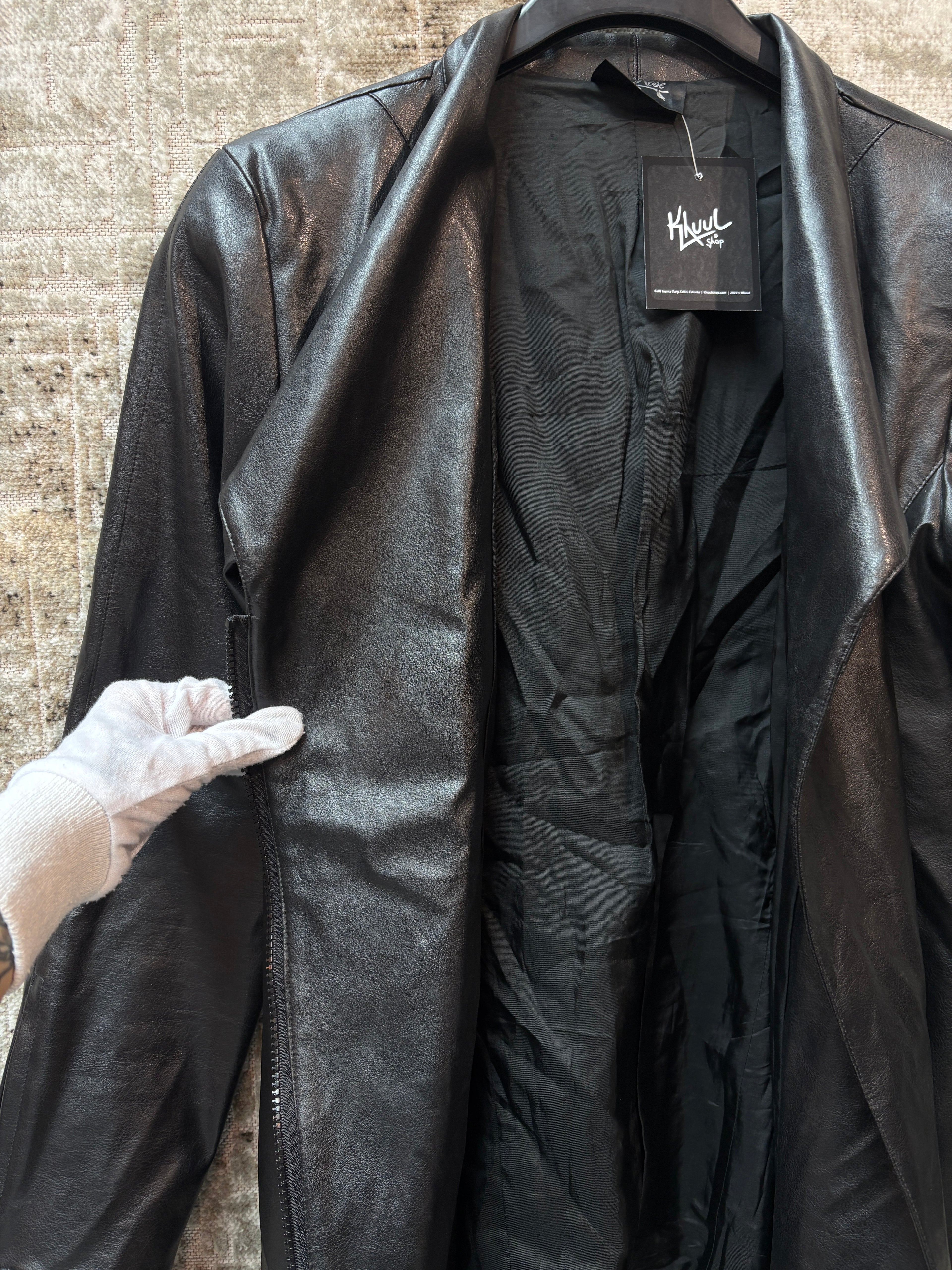 La Rose Faux Leather Asymmetric Zip Jacket