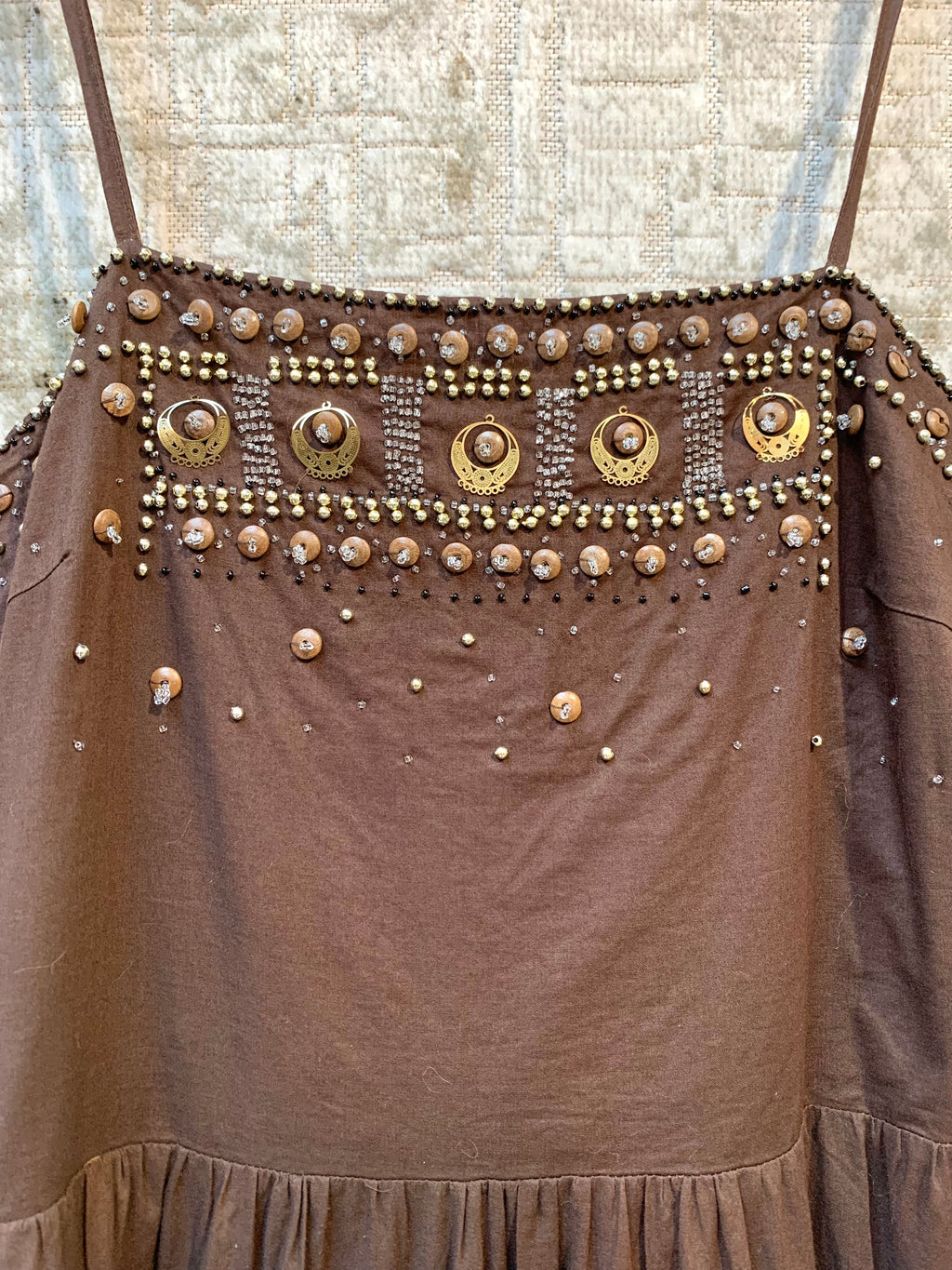 b.young Boho Beaded Tiered Midi Dress