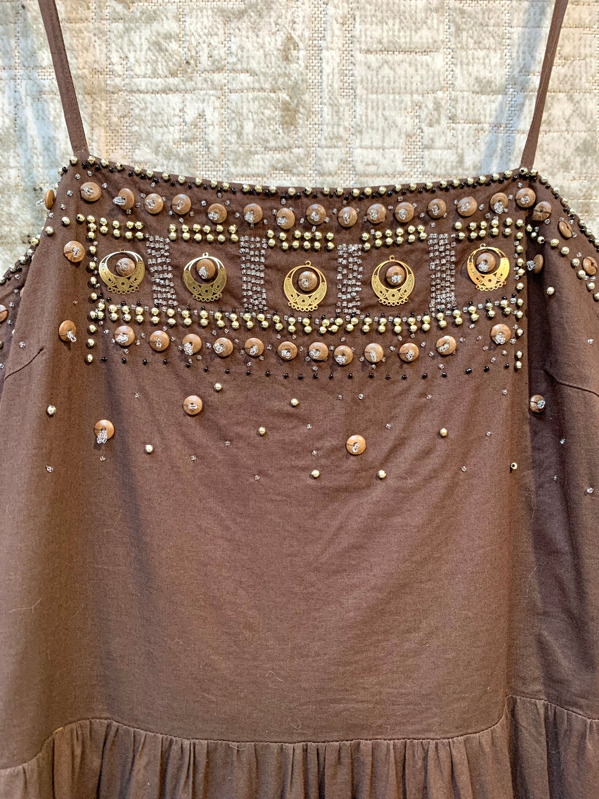 b.young Boho Beaded Tiered Midi Dress