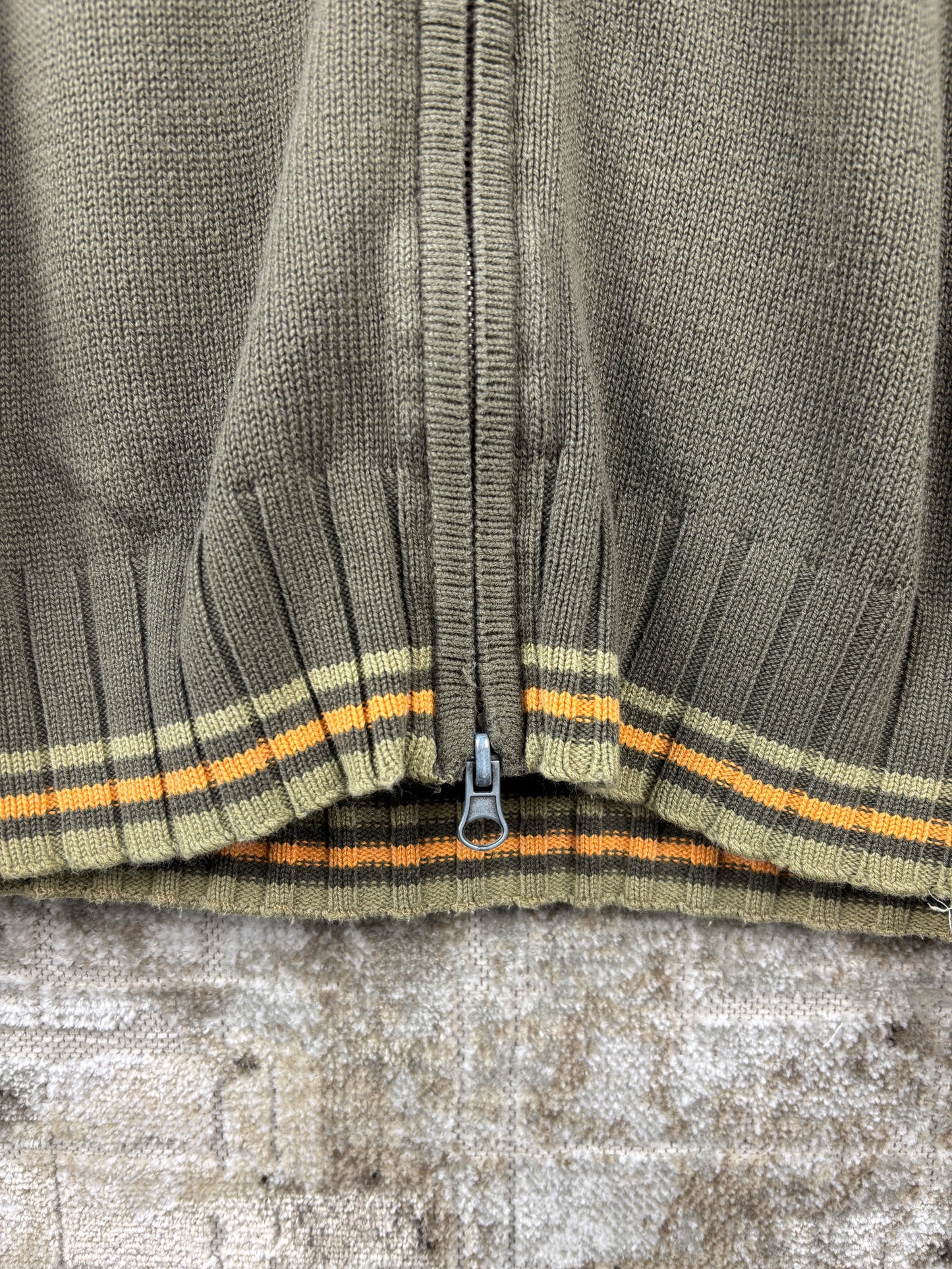Mens Y2K Green Zip Up Sweater