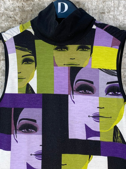 Womens Y2K Graphic Face Print Top