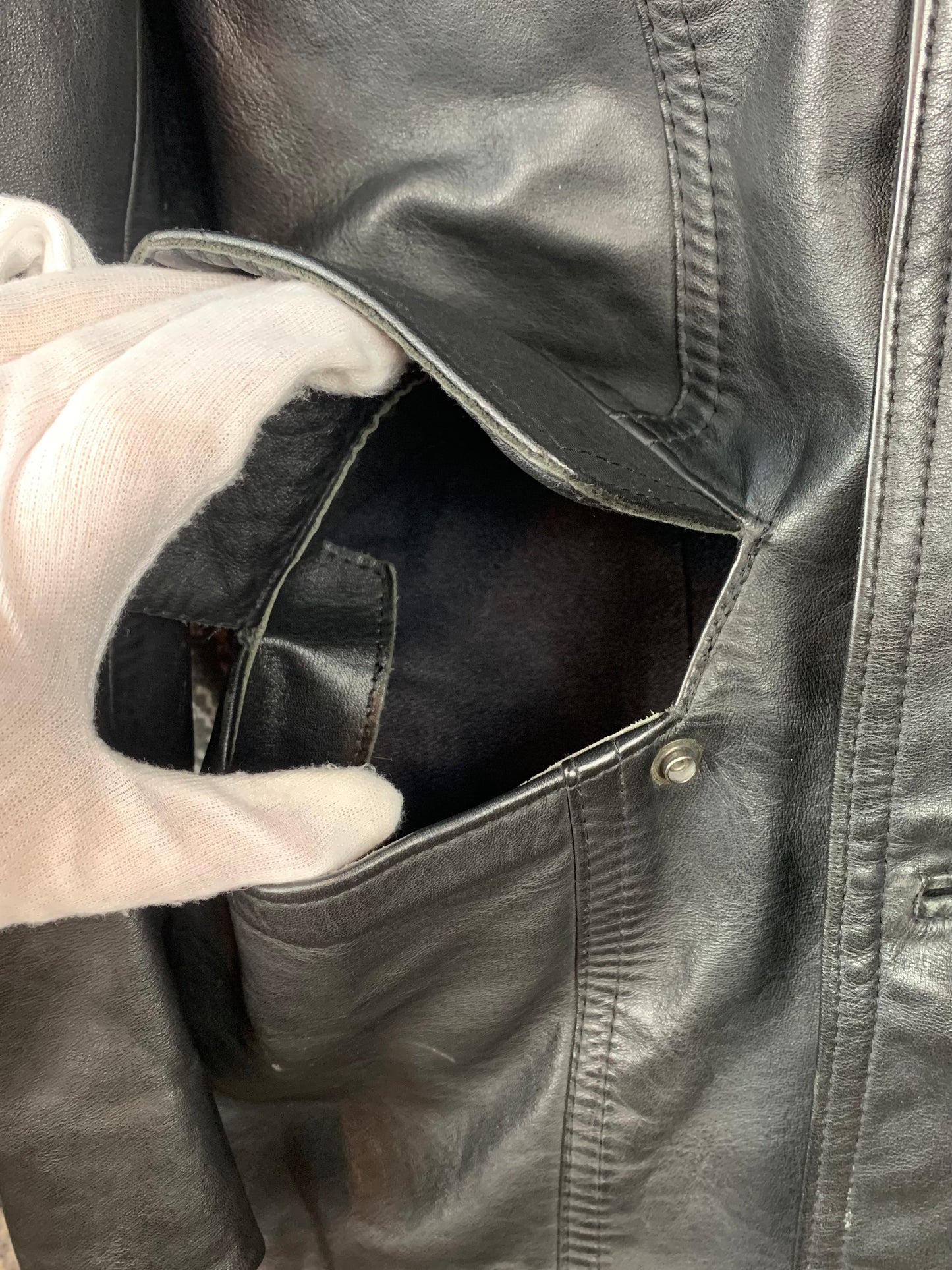 Mens Vintage Black Leather Coat