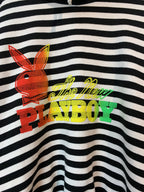 Vintage "The New Playboy" Striped Hooded Sweatshirt