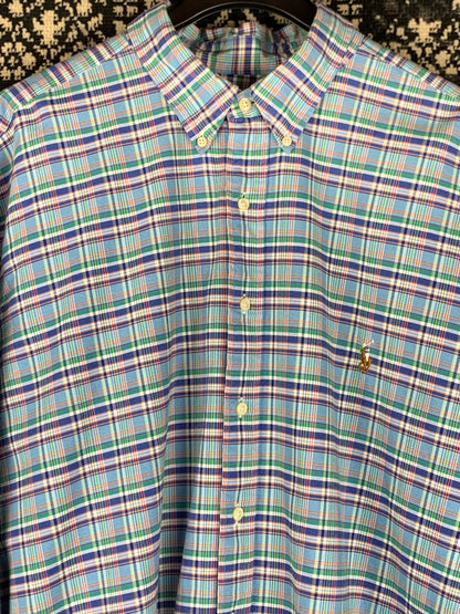 Men's Vintage Ralph Lauren Light Blue Long Sleeve Button-Up