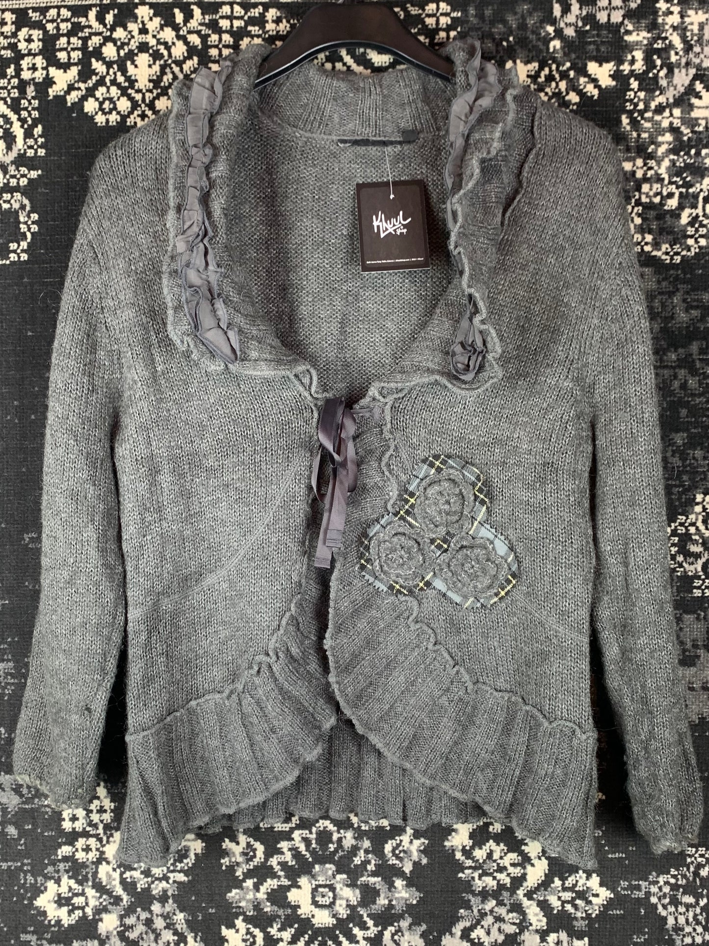 Women's Y2K KappAhl Dark Grey Knit Cardigan