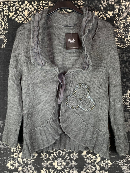 Women's Y2K KappAhl Dark Grey Knit Cardigan