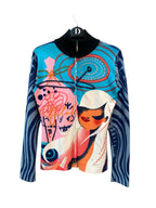 Custo Barcelona Y2K Beaded Graphic Zip Sweater