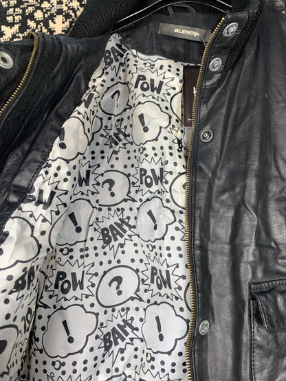 Unisex Y2K Black Faux Leather Bomber Jacket