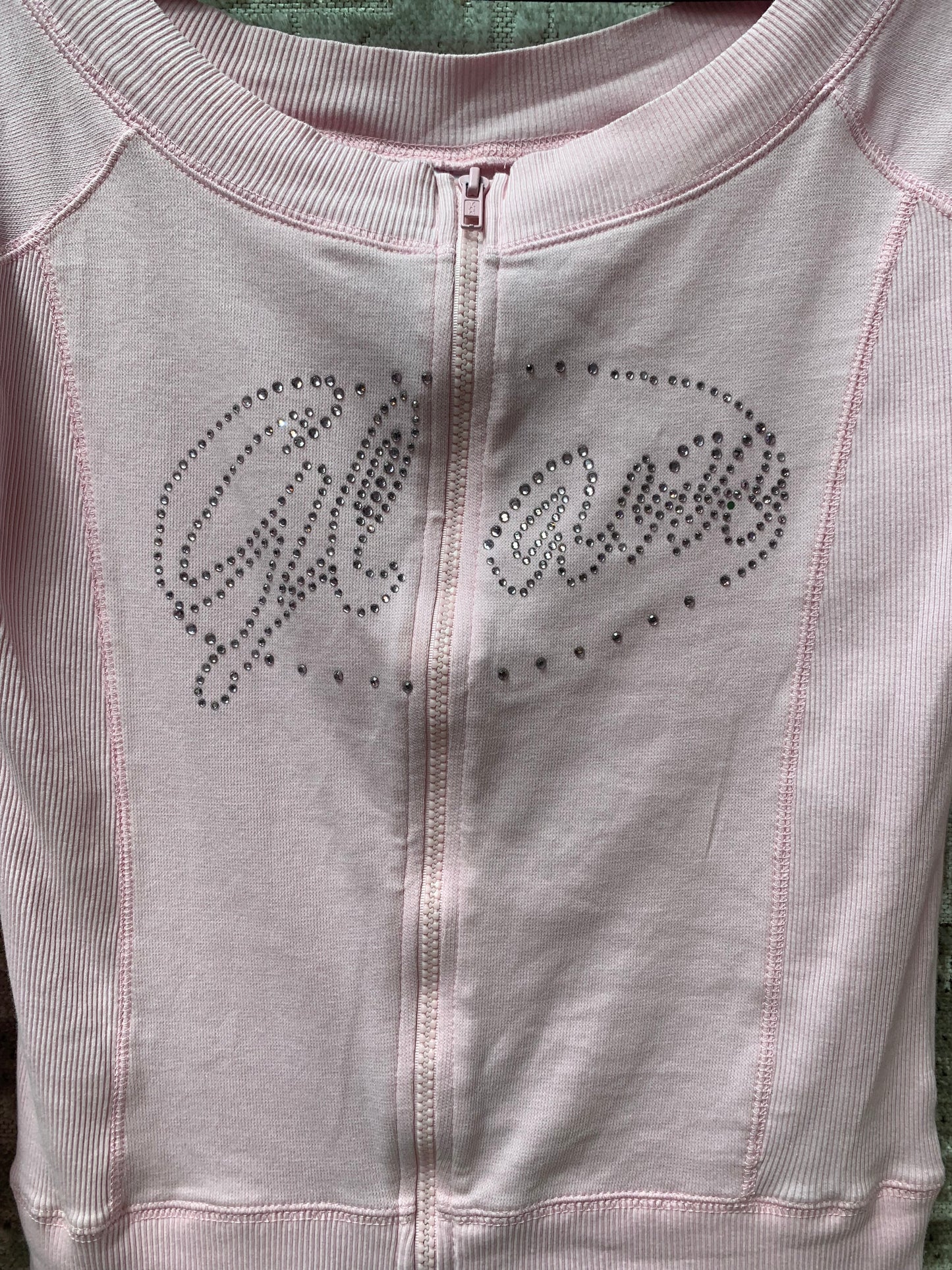 Pimkie Y2K Rhinestone Zip-Up Sweater