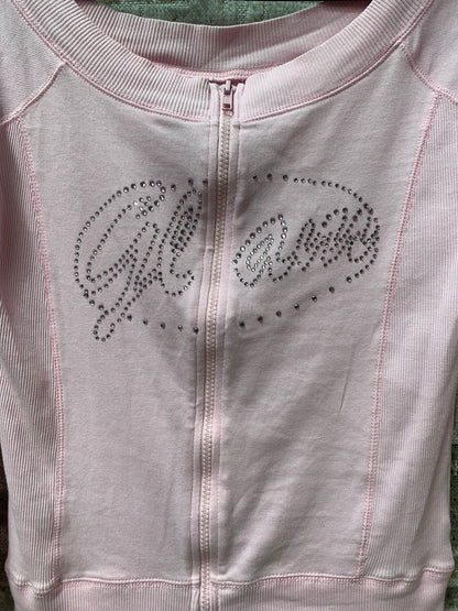 Pimkie Y2K Rhinestone Zip-Up Sweater
