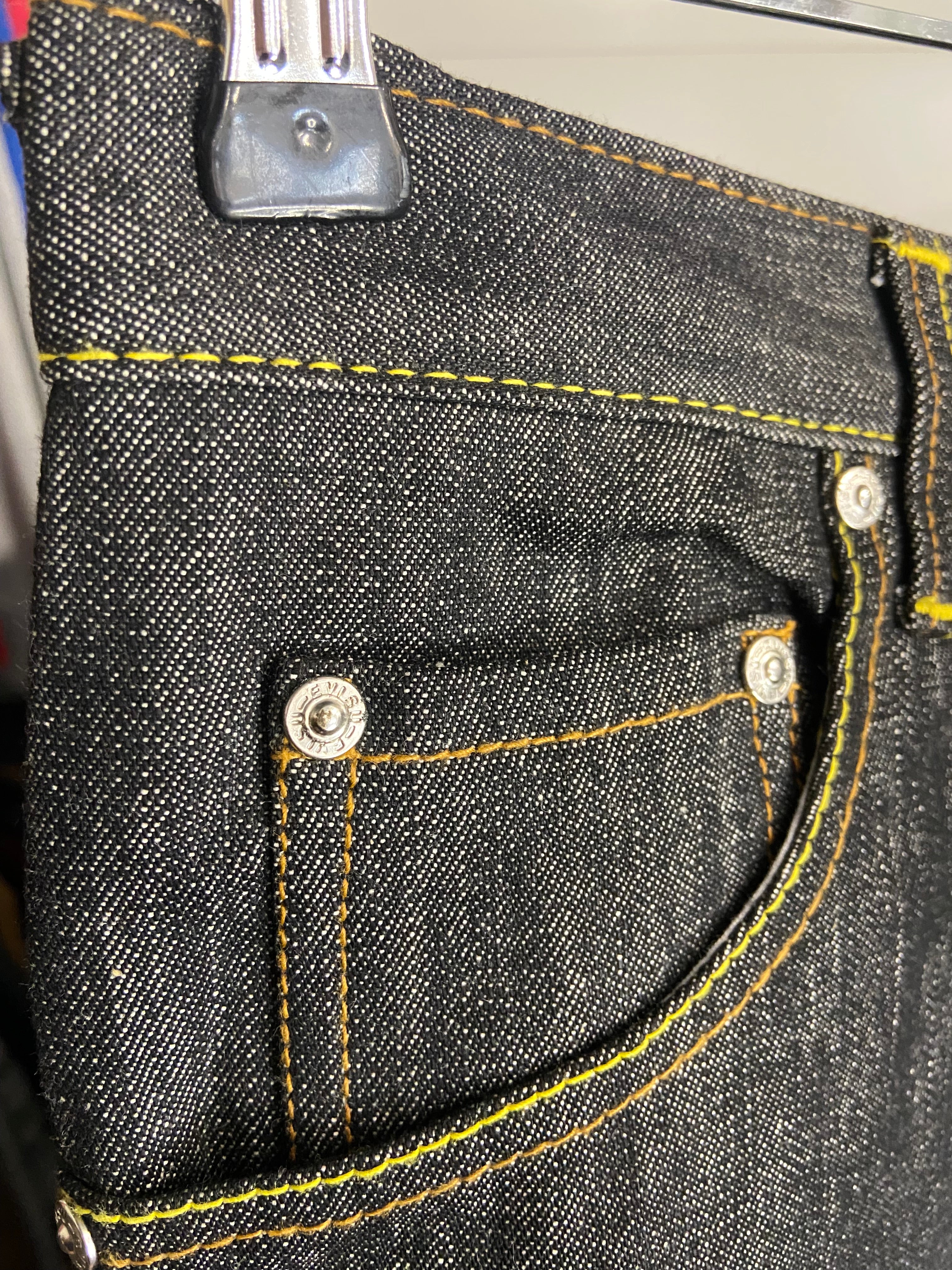 Replica Evisu Jeans Mens 30 Black Washed Big Logo