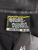 Vintage Men Black Faux Leather Pants