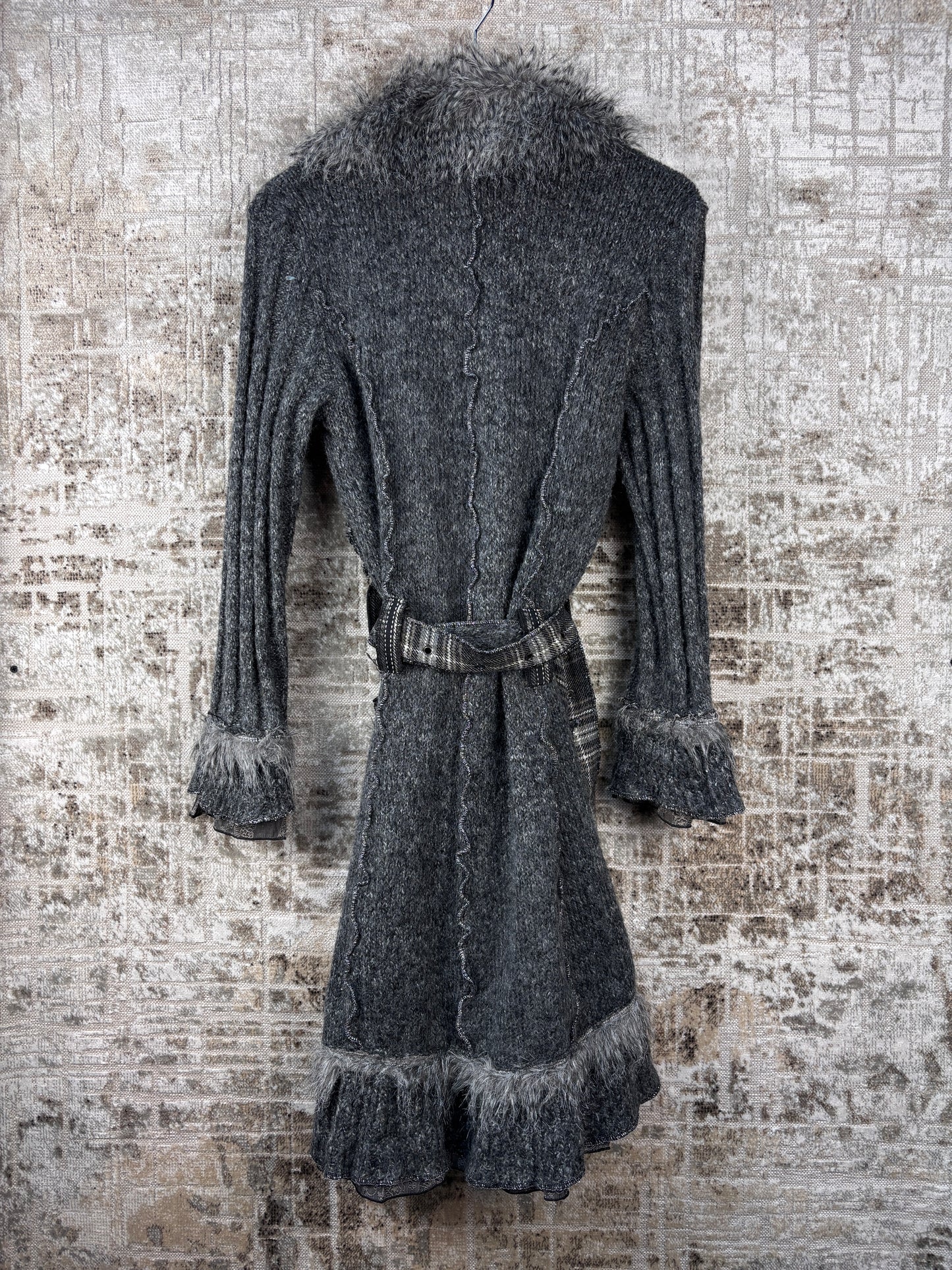 Women's Y2K Vintage Steampunk Grey Knit Cardigan