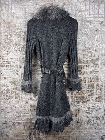 Women's Y2K Vintage Steampunk Grey Knit Cardigan