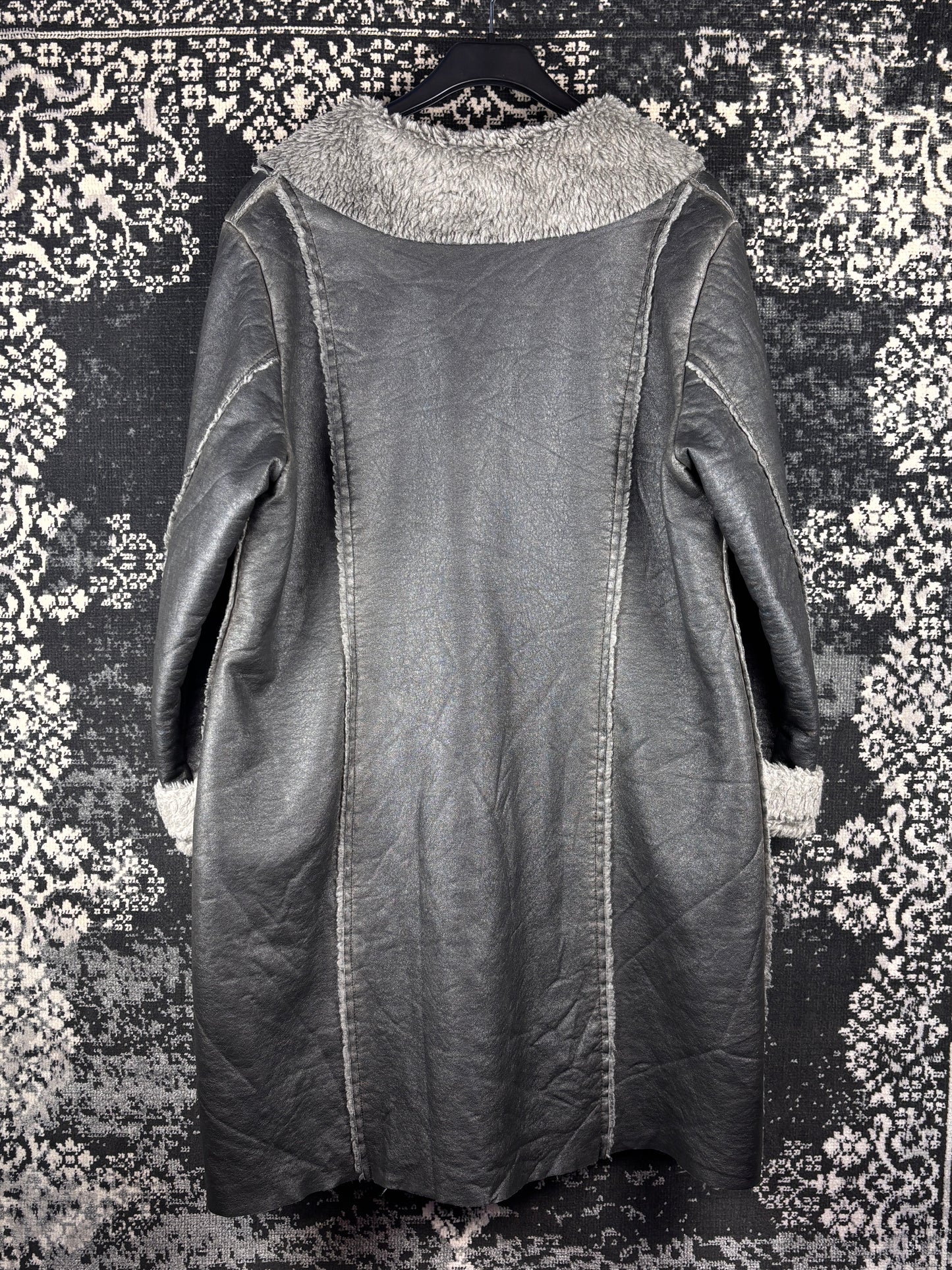 Womens Y2K Luana Faux Leather Faux Button Up Coat