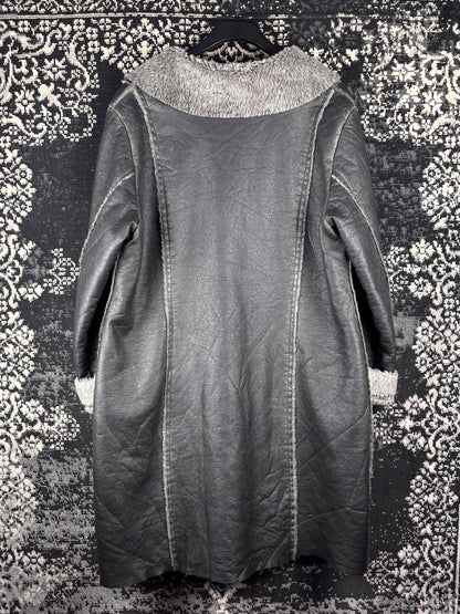 Womens Y2K Luana Faux Leather Faux Button Up Coat