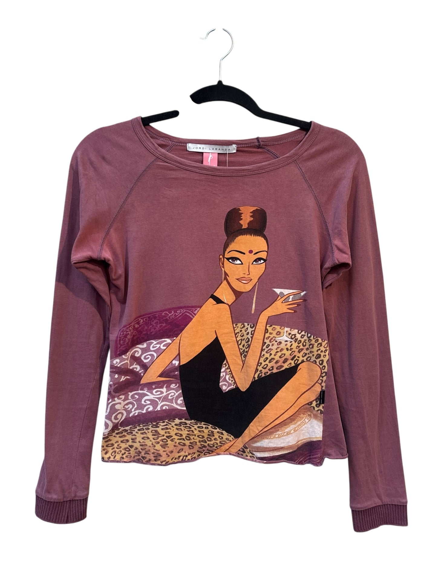Womens Y2K Vintage Mauve Graphic 2000s Longsleeve Top