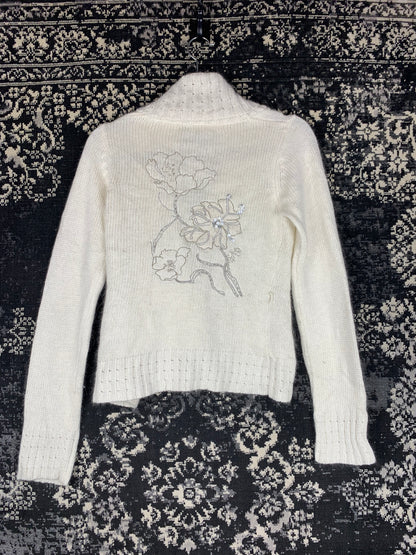 Women's Y2K Vila White Knit Cardigan