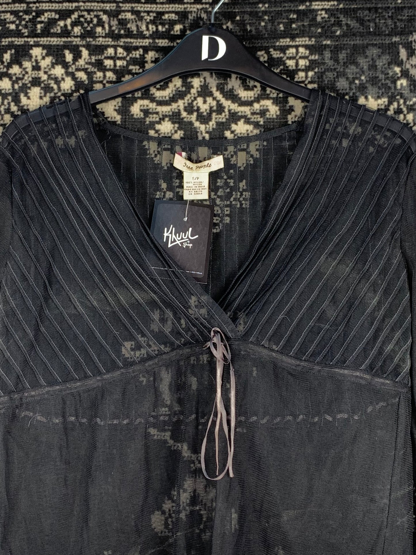 Womens Y2K Vintage Black Mesh Free People Fairy Top