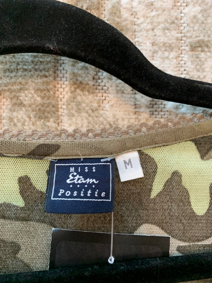 Miss Etam Positie Camo Mesh V-Neck Top