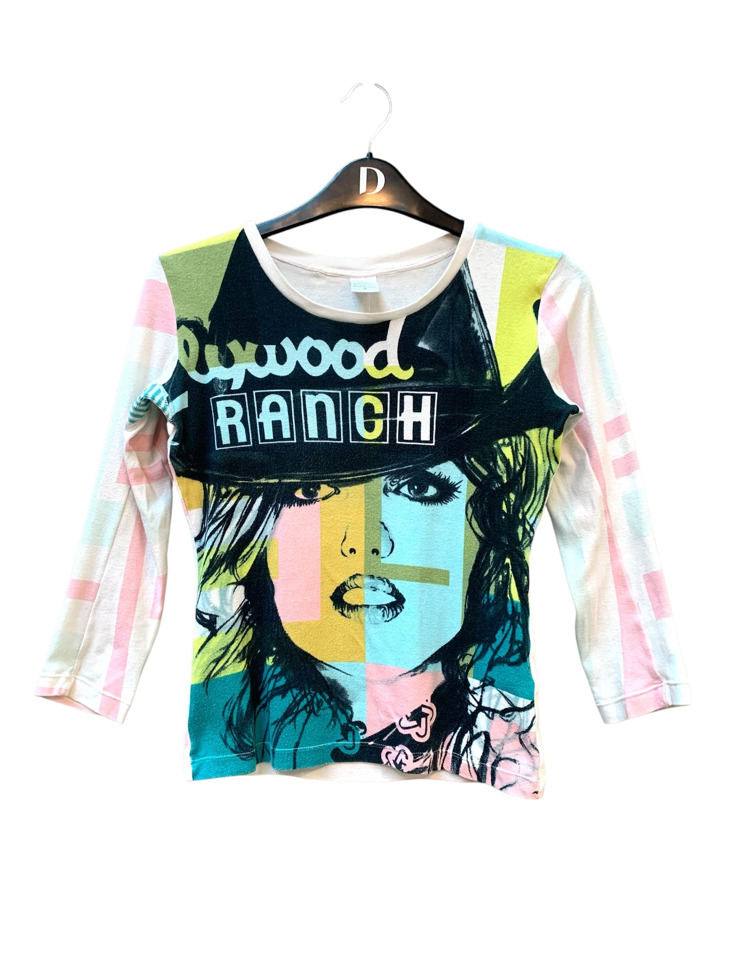 Blue Tower Barcelona Y2K Pop Art Graphic Long Sleeve Top