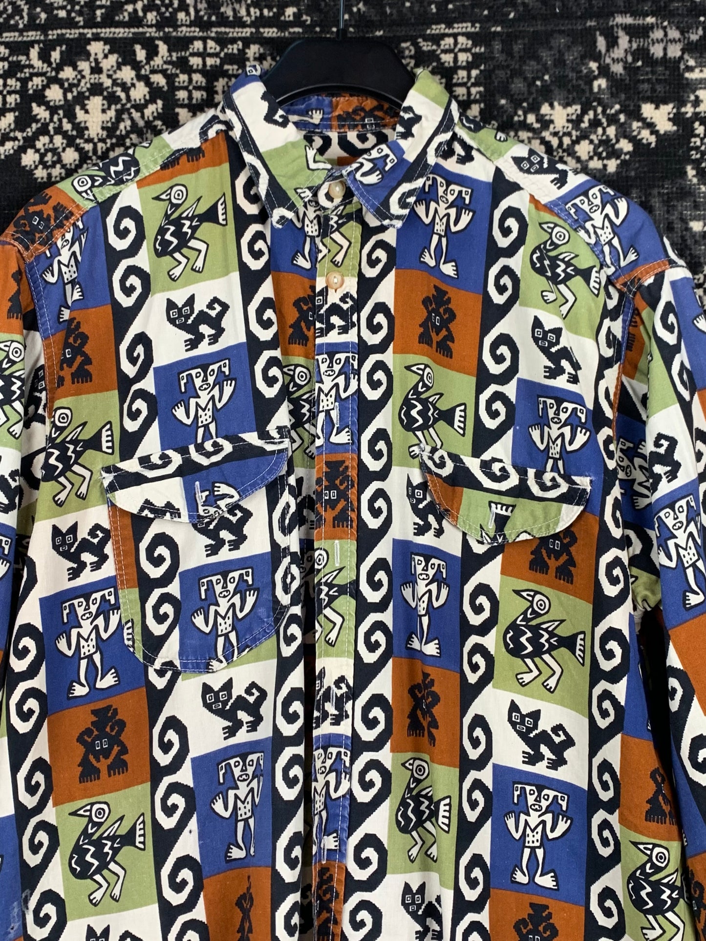 Rocky Colorful Abstract Pattern Button Up Shirt