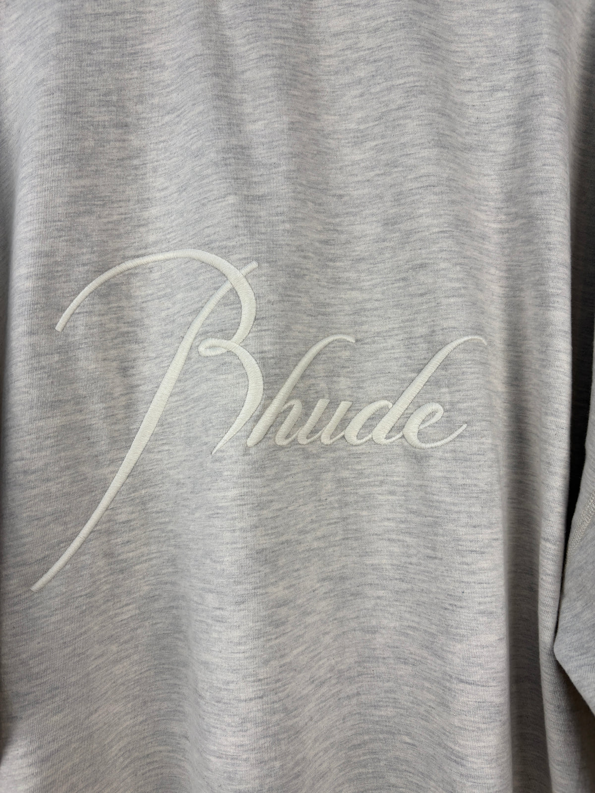 Rhude Men's Gray Embroidered Logo Long Sleeve T Shirt