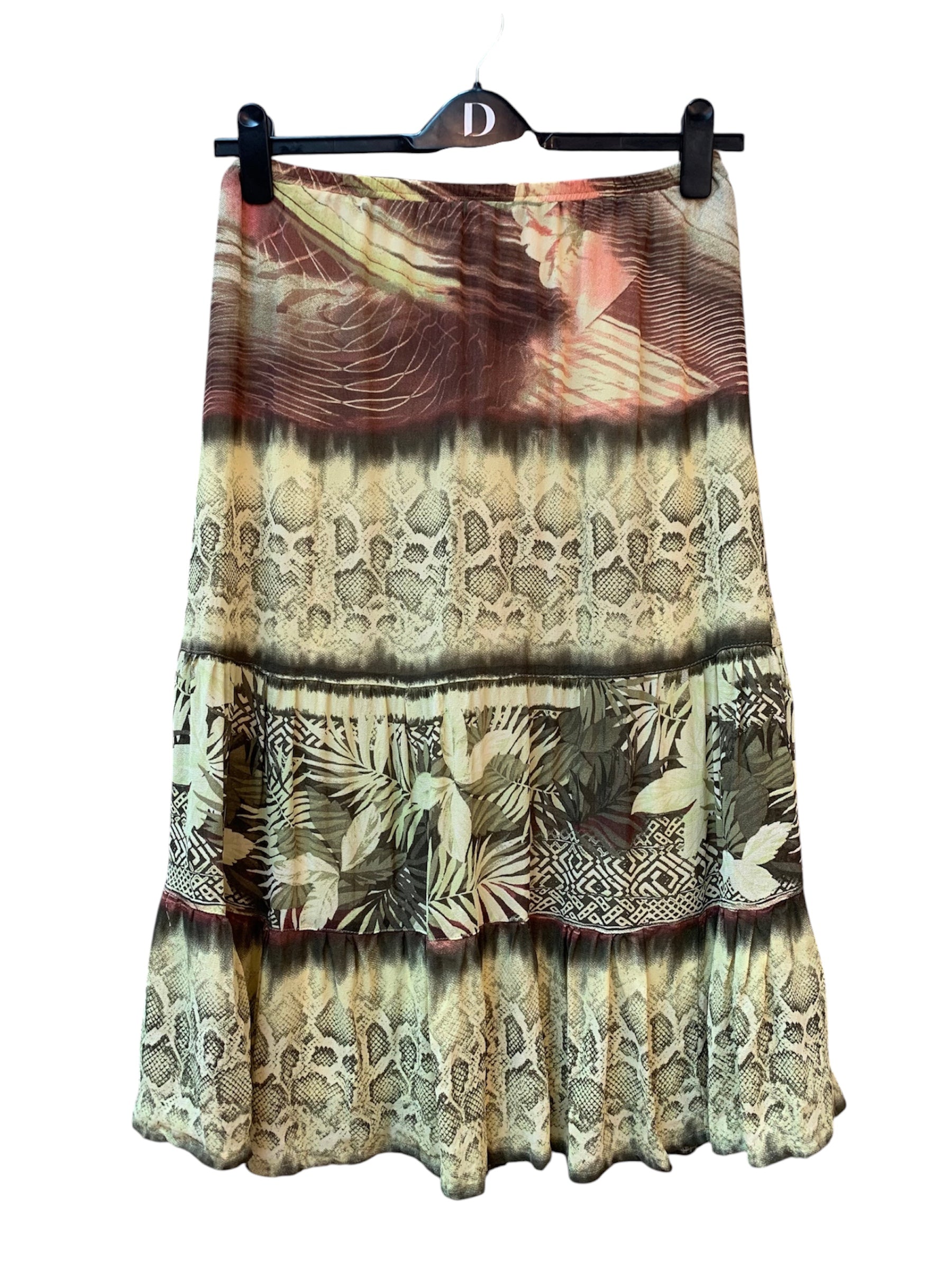 Y2K Womens Flowy Mixed Print Midi Skirt