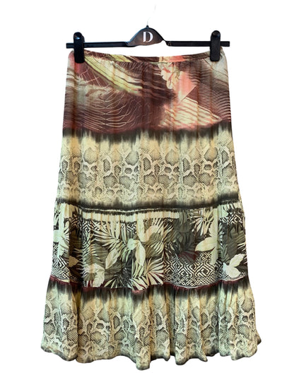 Y2K Womens Flowy Mixed Print Midi Skirt