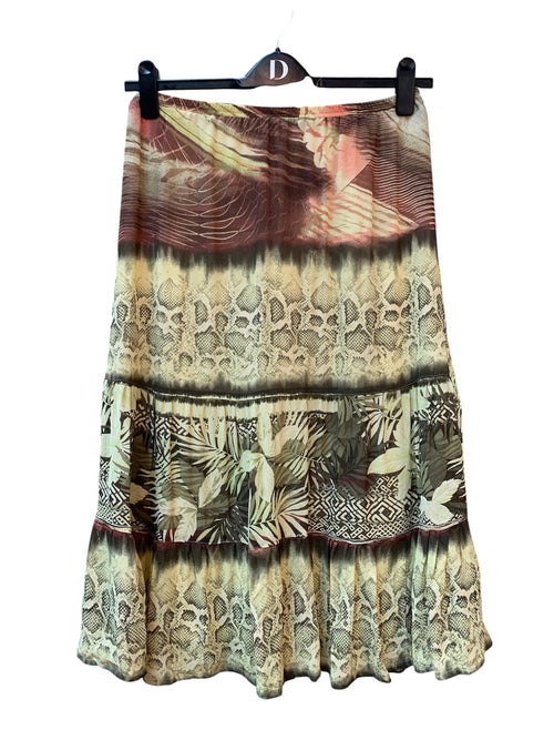 Y2K Womens Flowy Mixed Print Midi Skirt