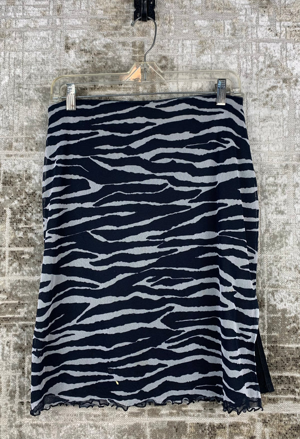 Womens Y2K Zebra Print Mesh Midi Skirt