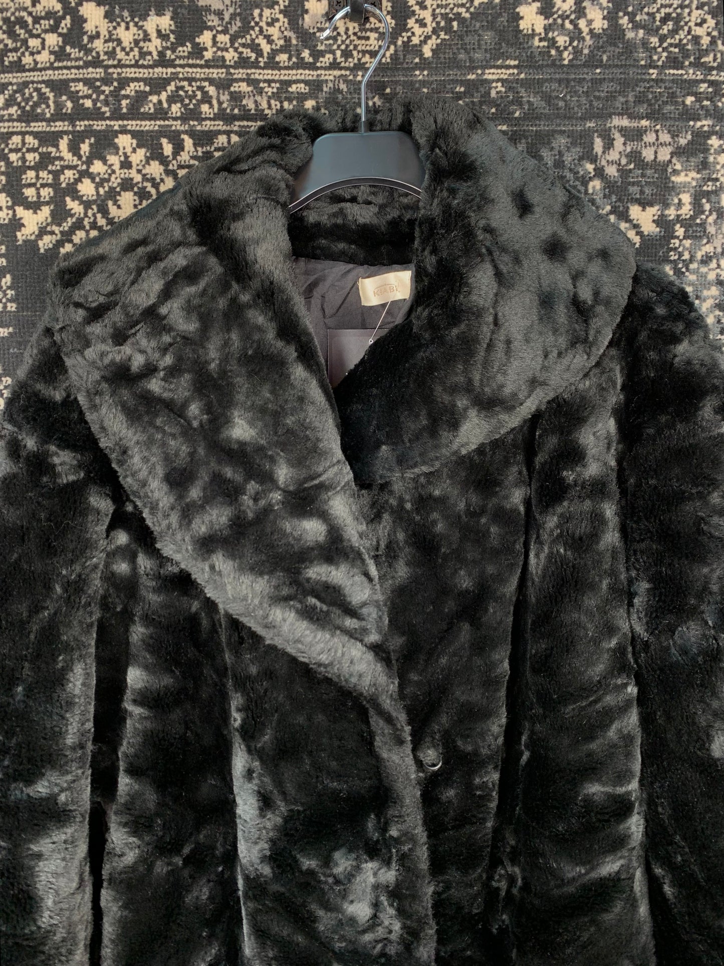 Vintage KIABI Black Faux Fur Long Coat